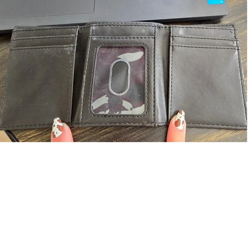 MLB Atlanta Braves Black‎ Leather Tri Fold Wallet Men's Baseball